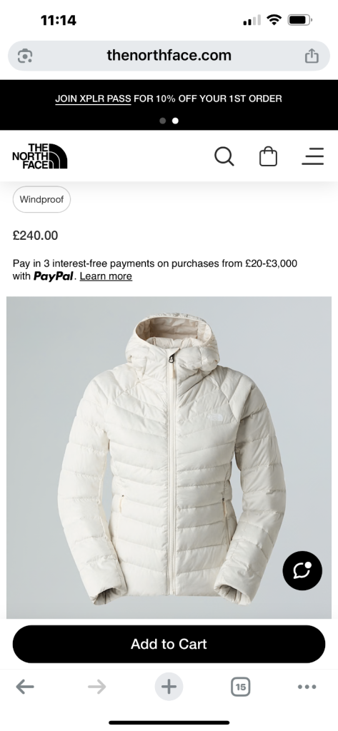 Ladies North Face down jacket