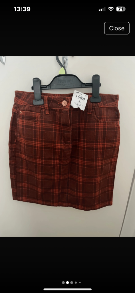 Mini skirt from Next! New! Orange brown has lable, cost £29.50 size 8.