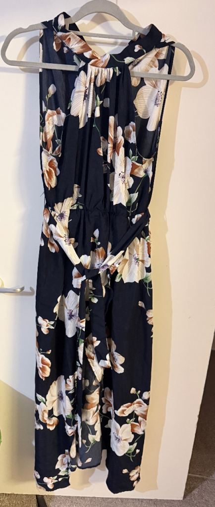 Shein Floral Print Halter Neck Midi Wrap Dress Size XS