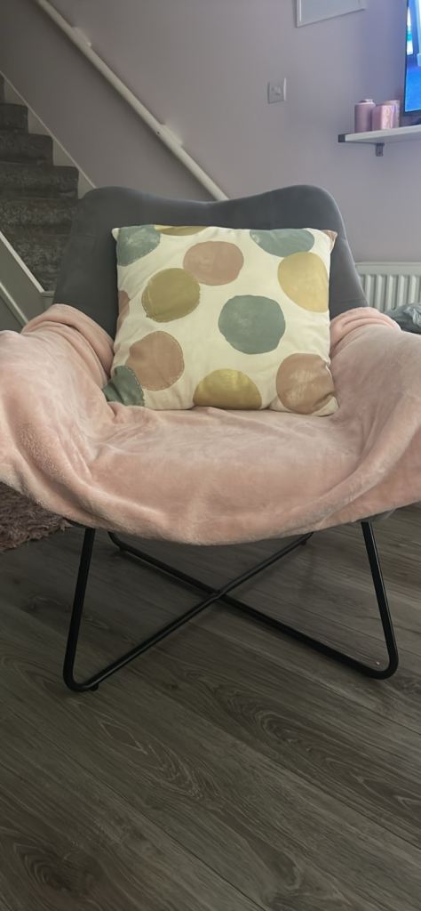Grey velour chair 