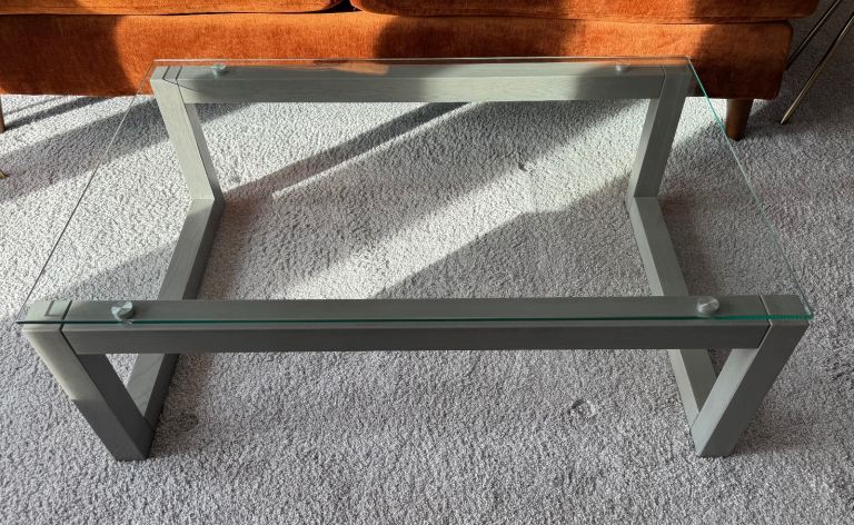 Coffee table, glass top, grey £35