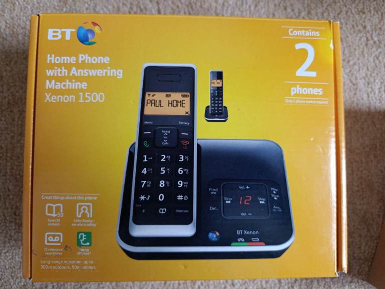 BT Xenon 1500 Cordless Phone with Answering Machine - Twin Handsets
