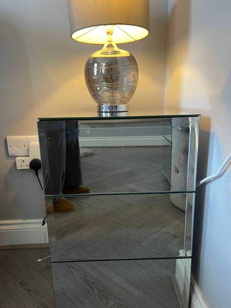 Mirrored Bedside Table (2 available)