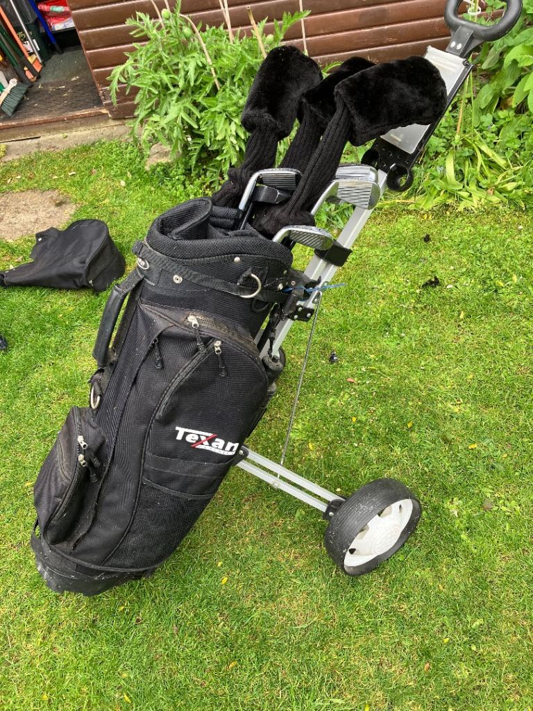 Texan Golf trolley & Clubs