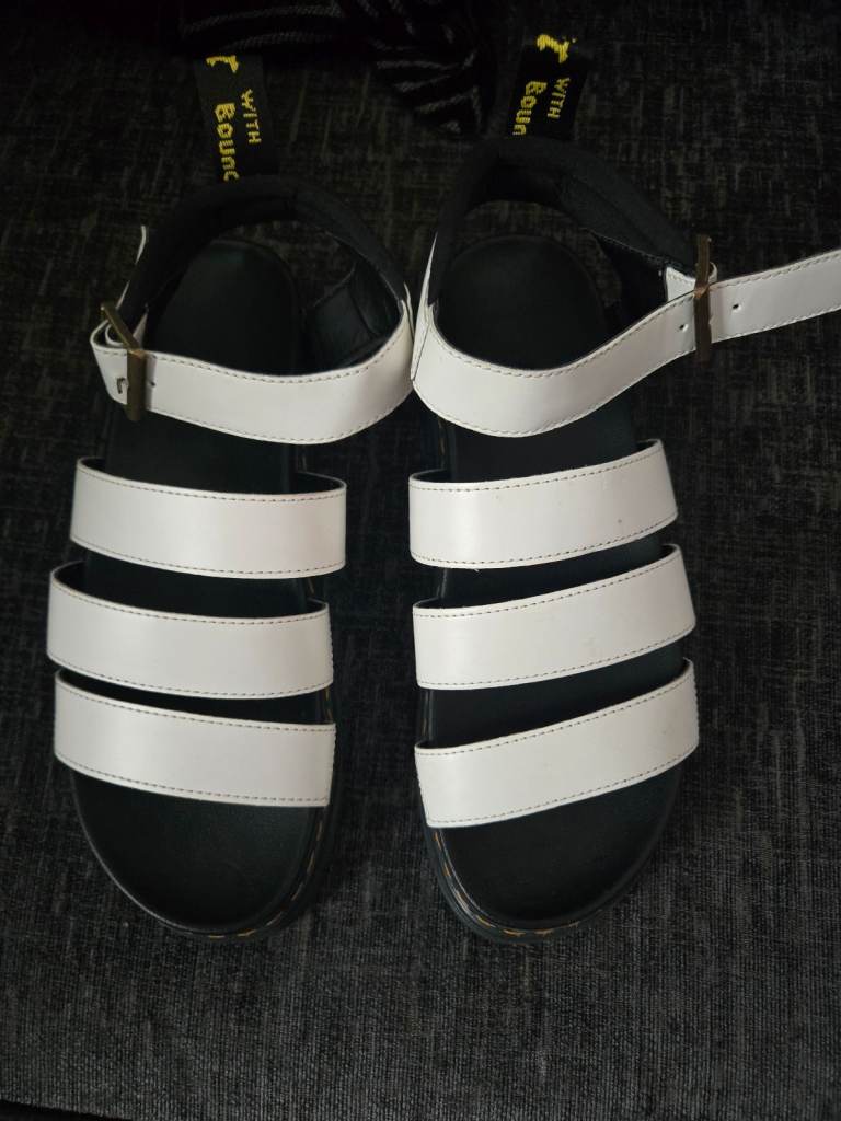 Dr. Martens White Sandals Clarissa  Clarissa II Quad Milled Nappa Leather Platform Sandals