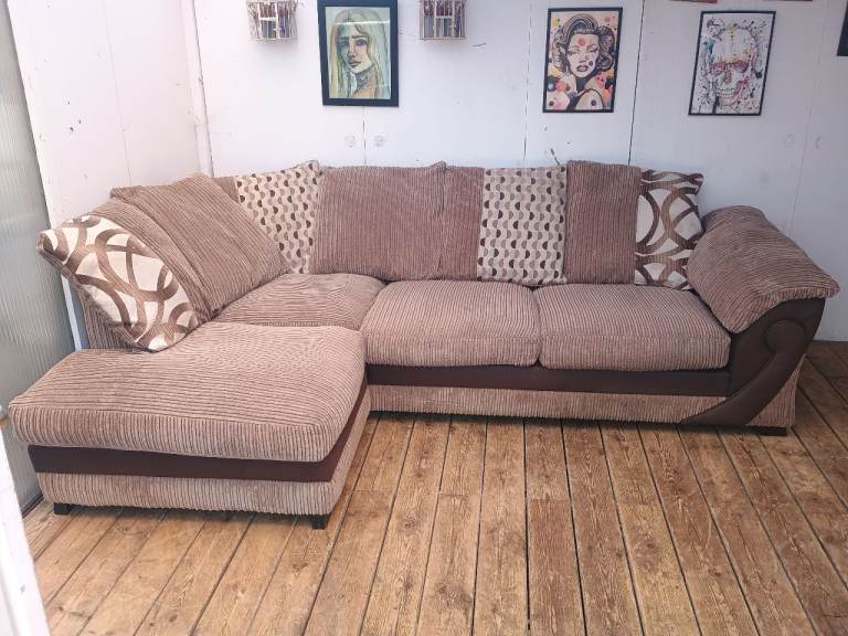 DFS corner sofa in light and dark brown-excellent condition