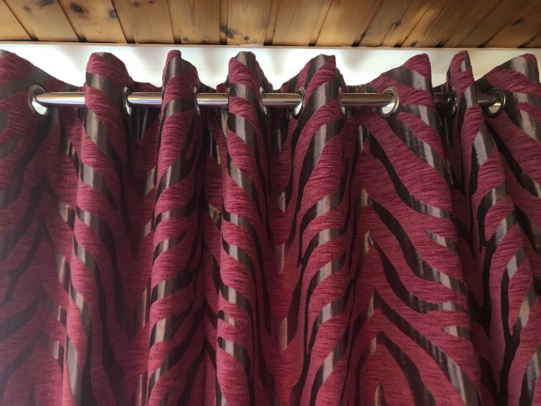 Curtains - Pair of Mauve and Grey Eyelet Curtains