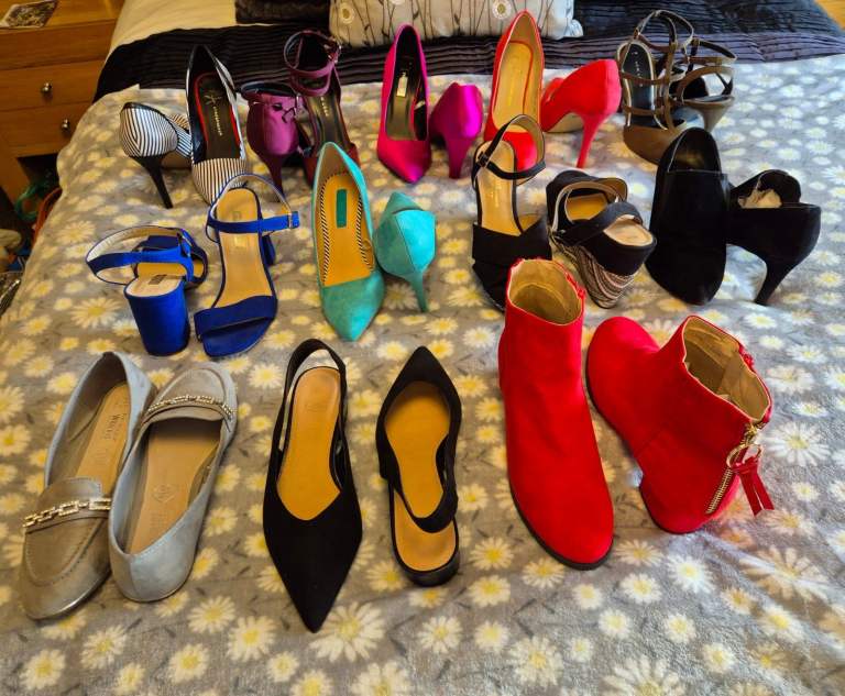 Bundle of Women's size 5 Shoes - Heels, Boots, Flats - Various Colours