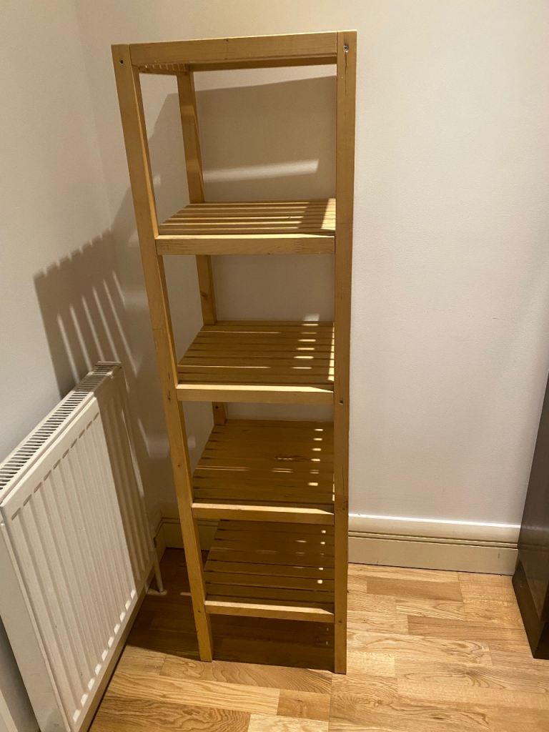 Ikea Shelving Unit Shelves Bathroom Storage Wooden Light