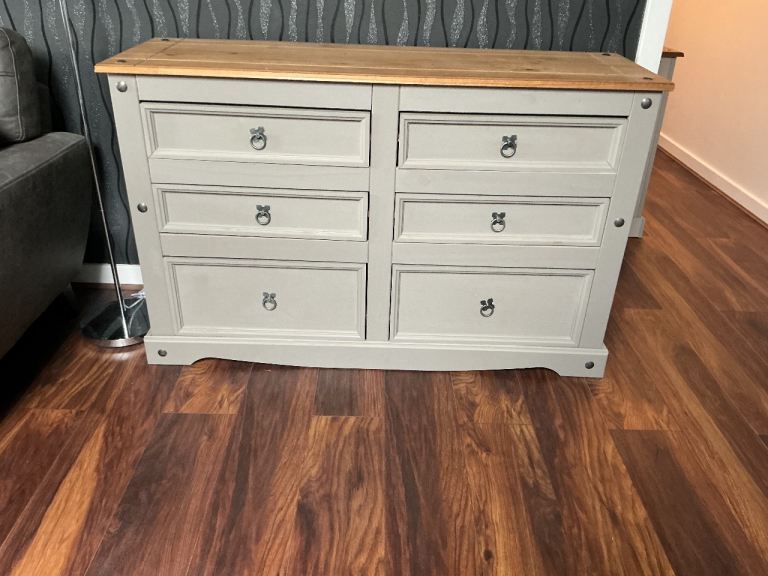 Grey and Wood Sideboard with Drawers and Cupboards excellent condition 