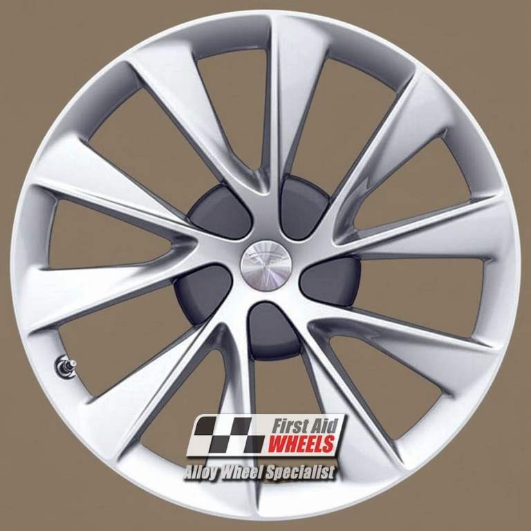 R658S Swap TESLA MODEL S 4x 21'' GENUINE TWIN TURBINE BRIGHT SILVER ALLOY WHEELS