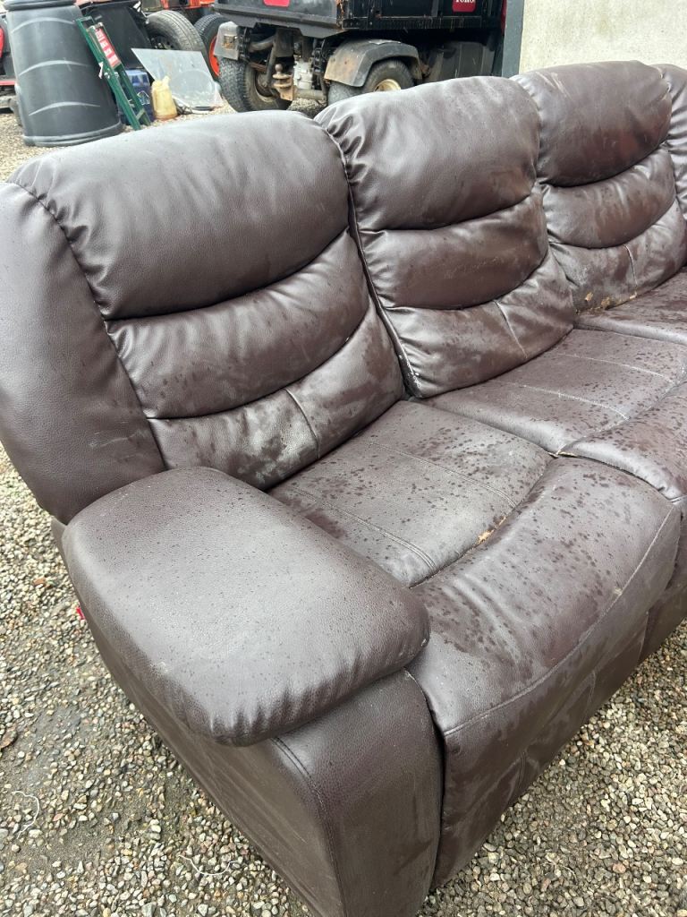 Brown leather recliner sofa FREE