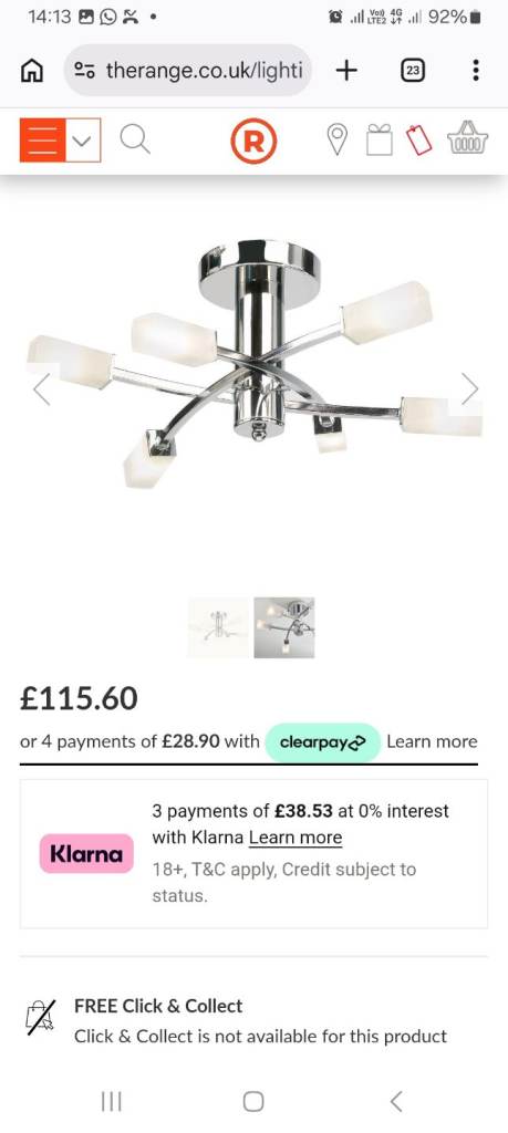 BOXED VOGUE HAVANA 6 LIGHT SEMI FLUSH CEILING LIGHT