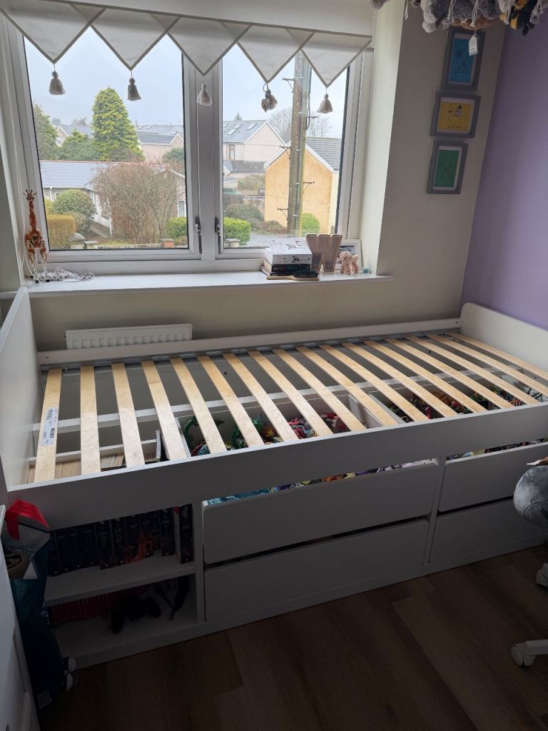Single white bed frame