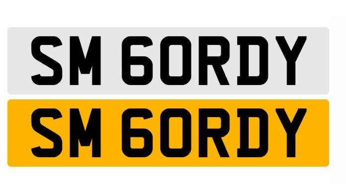 Cherished registration private number licence plate Gordon Gordy Gordo Gord Mord SM60RDY