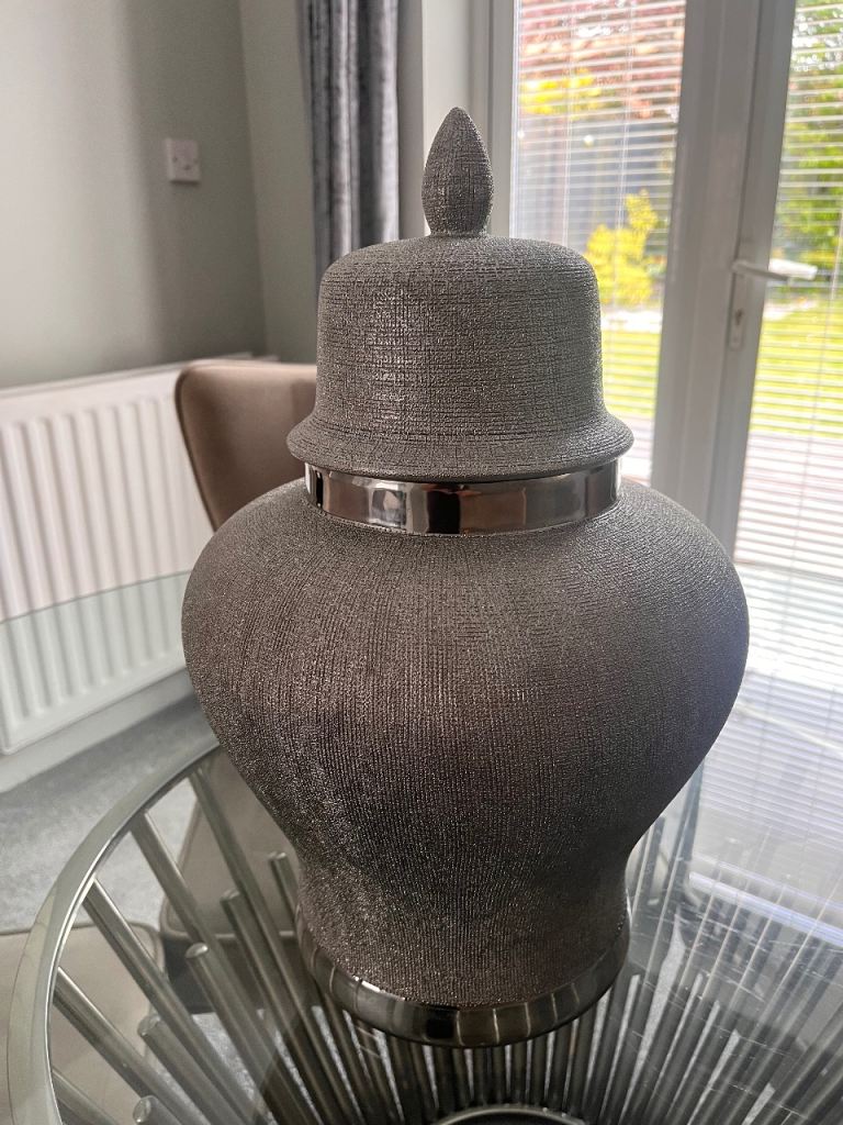 Large silver ginger jar vase 