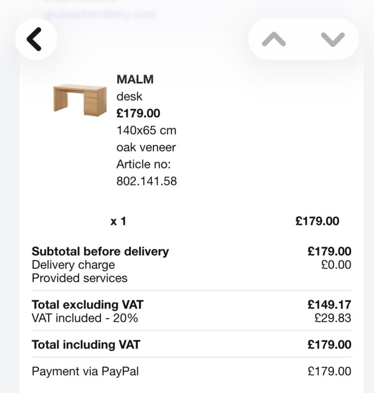 IKEA MALM DESK OAK VENEER