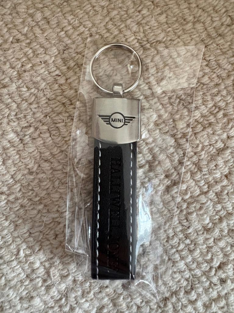 Genuine BMW Mini Halliwell Jones Main Dealer Leather Metal Keyring Fob  Brand new in packet
