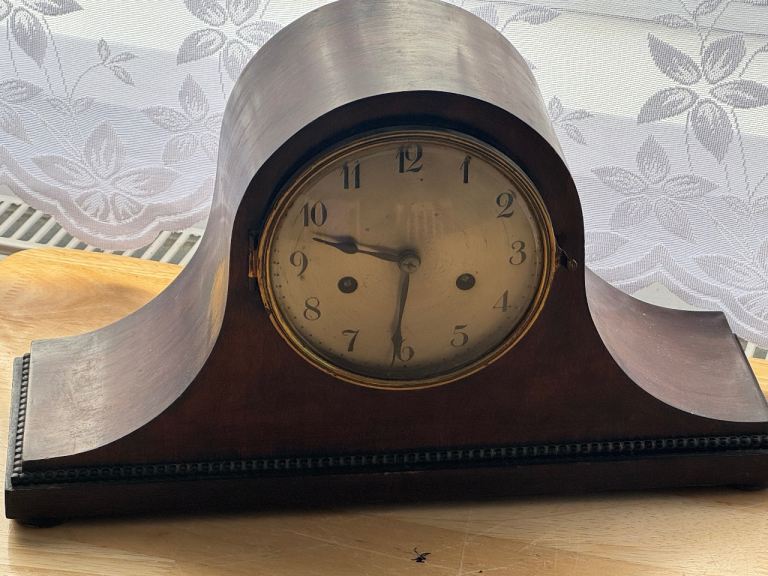 Vintage Wooden Mantle Clock with Key