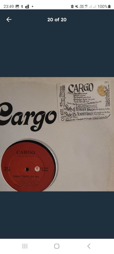 Cargo  - Tender Touch (12") Reggae Excellent condition 