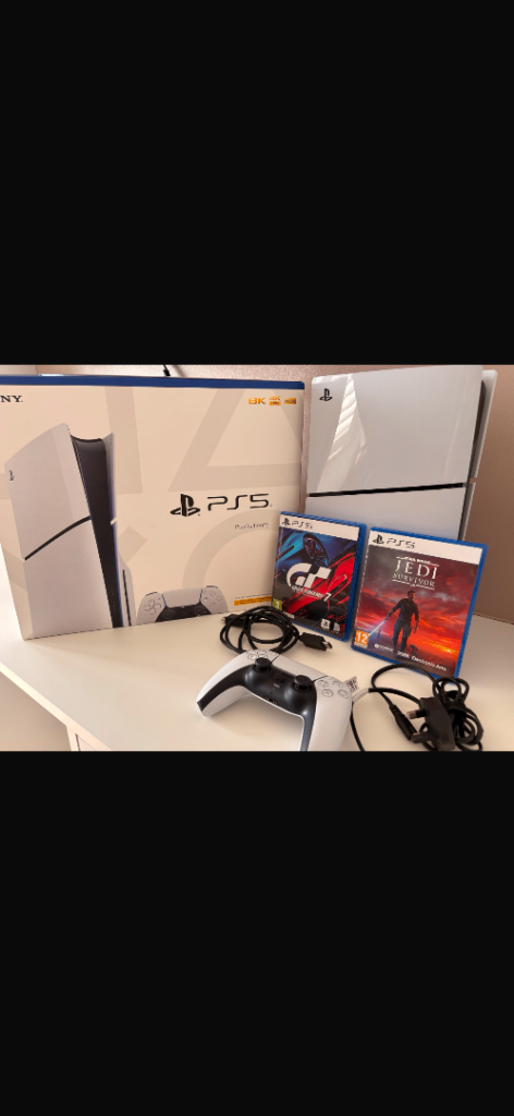PS5 Slim Disc Edition 1TB + Controller + 2 Games + Box