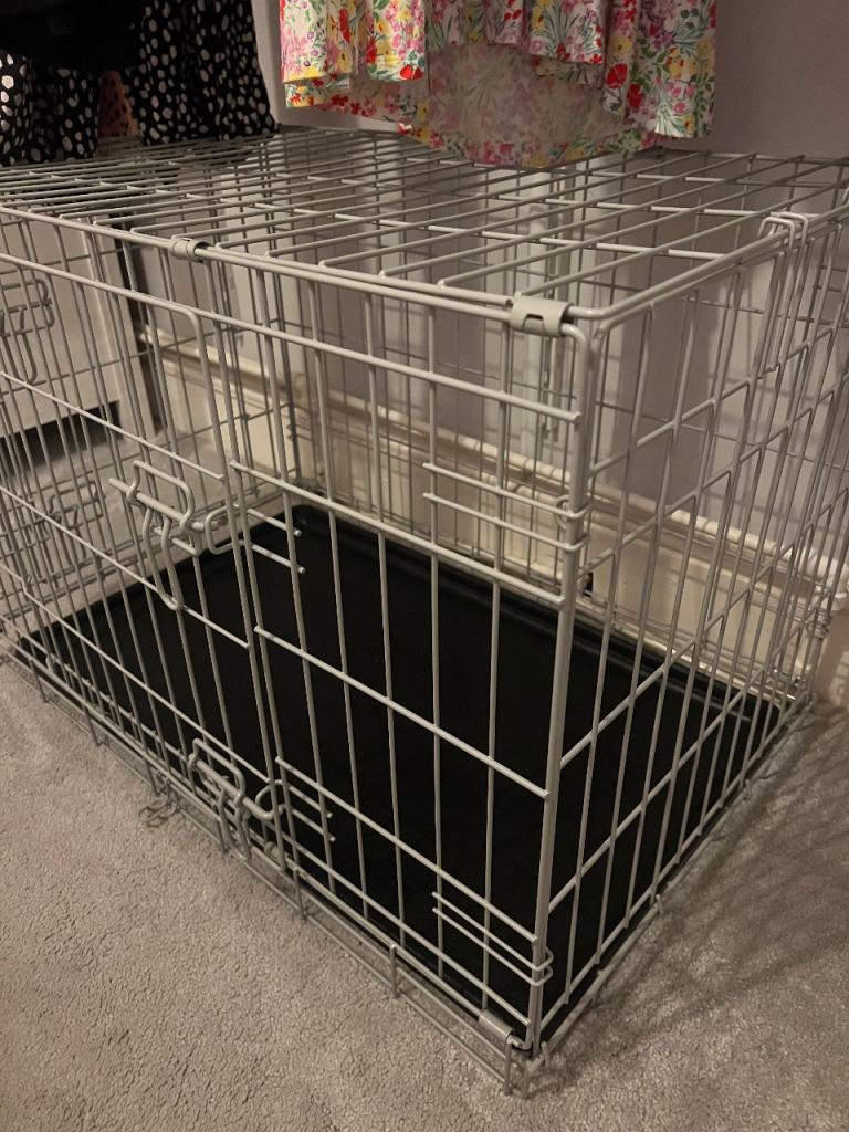 Grey dog crate 