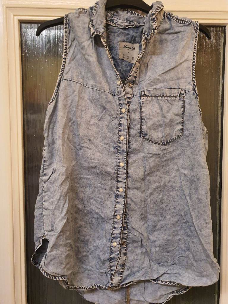 Primark Sleeveless Denim Shirt – Blue, Good Condition
