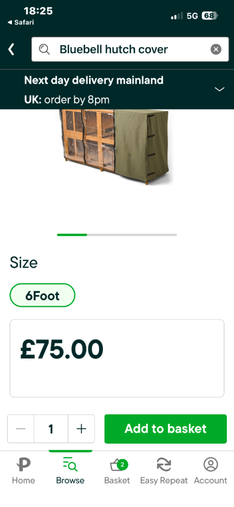 New hutch cover RRP £75