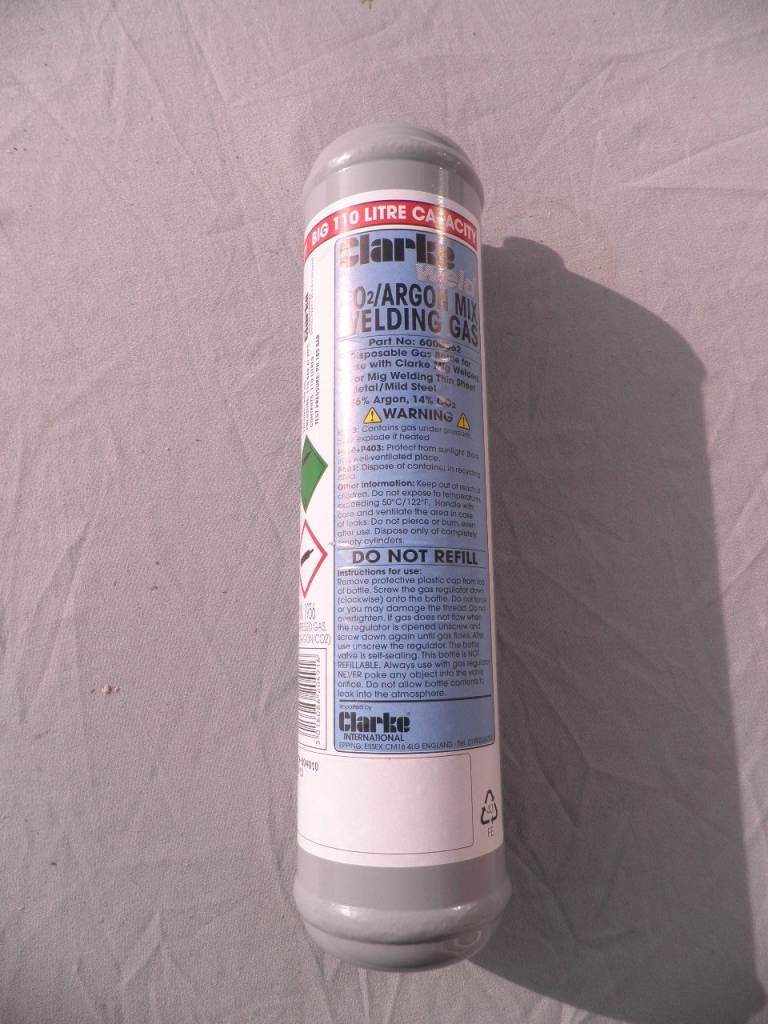 Clarke carbon dioxide (CO2) / Argon 110l welding disposable gas cylinder - New