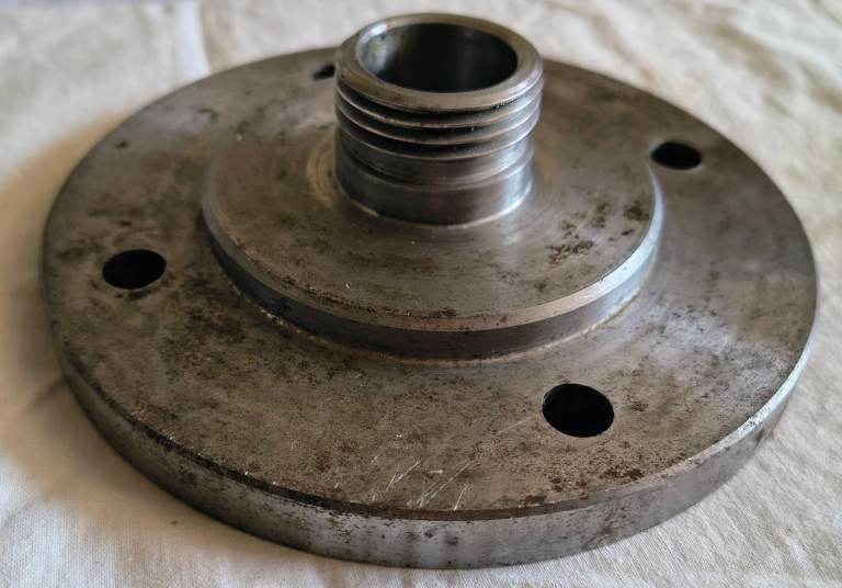 Steel Chuck Adaptor ~ 6 inch dia. Threaded to suit Boxford or Southbend etc (11/2 x 8 TPI).