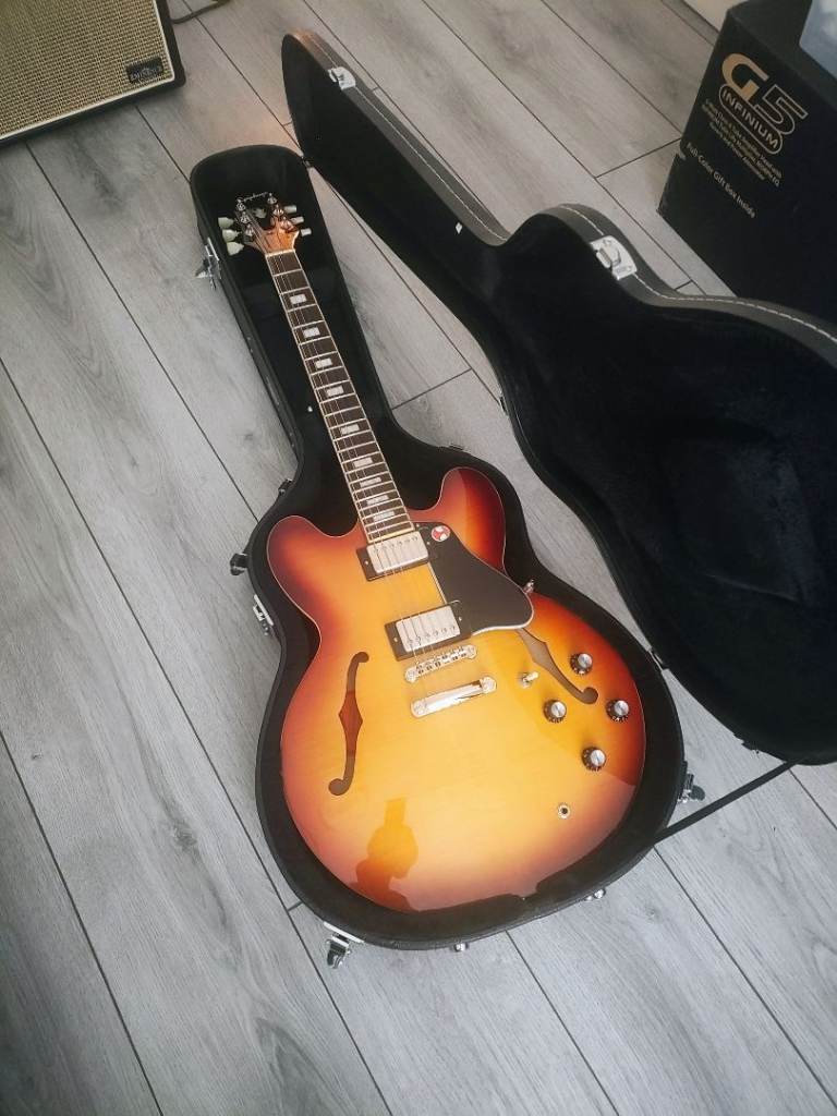 Epiphone inspired by Gibson 335 figured in raspberry tea burst