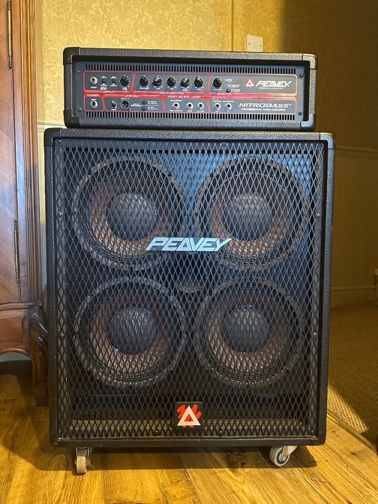 Peavey Nitrobass head unit with bass cabinet.