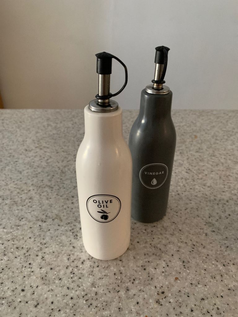 Olive Oil and vinegar jars.