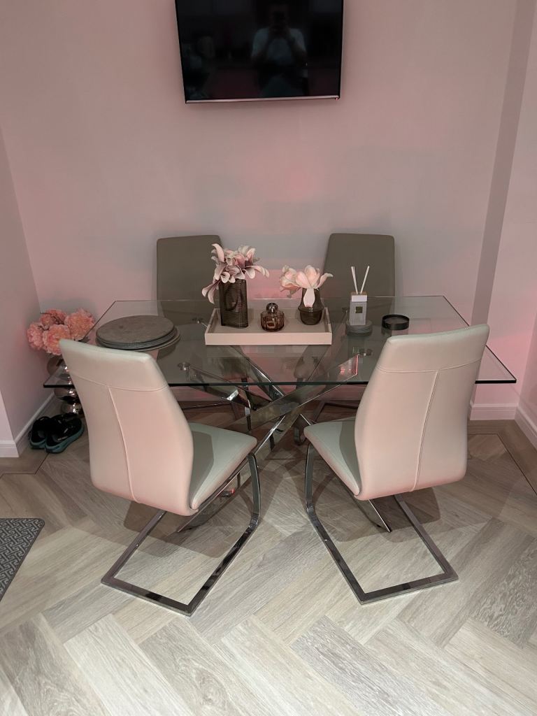 Glass Dining Table and Chairs 