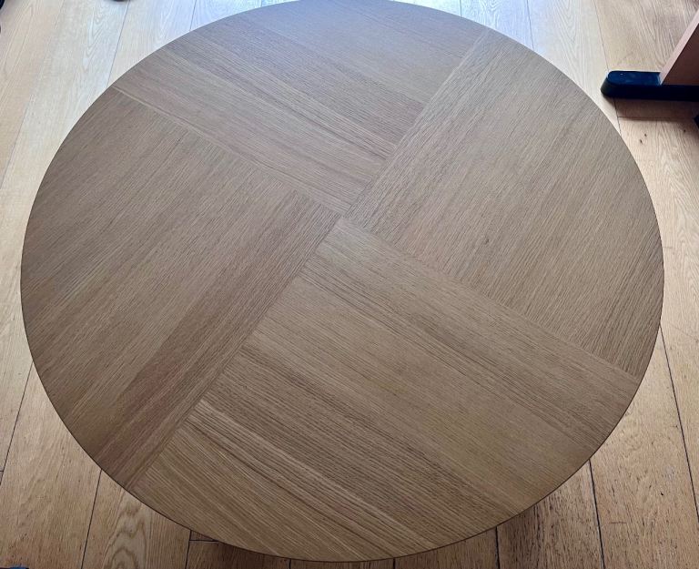 Round Oak Finish Coffee Table