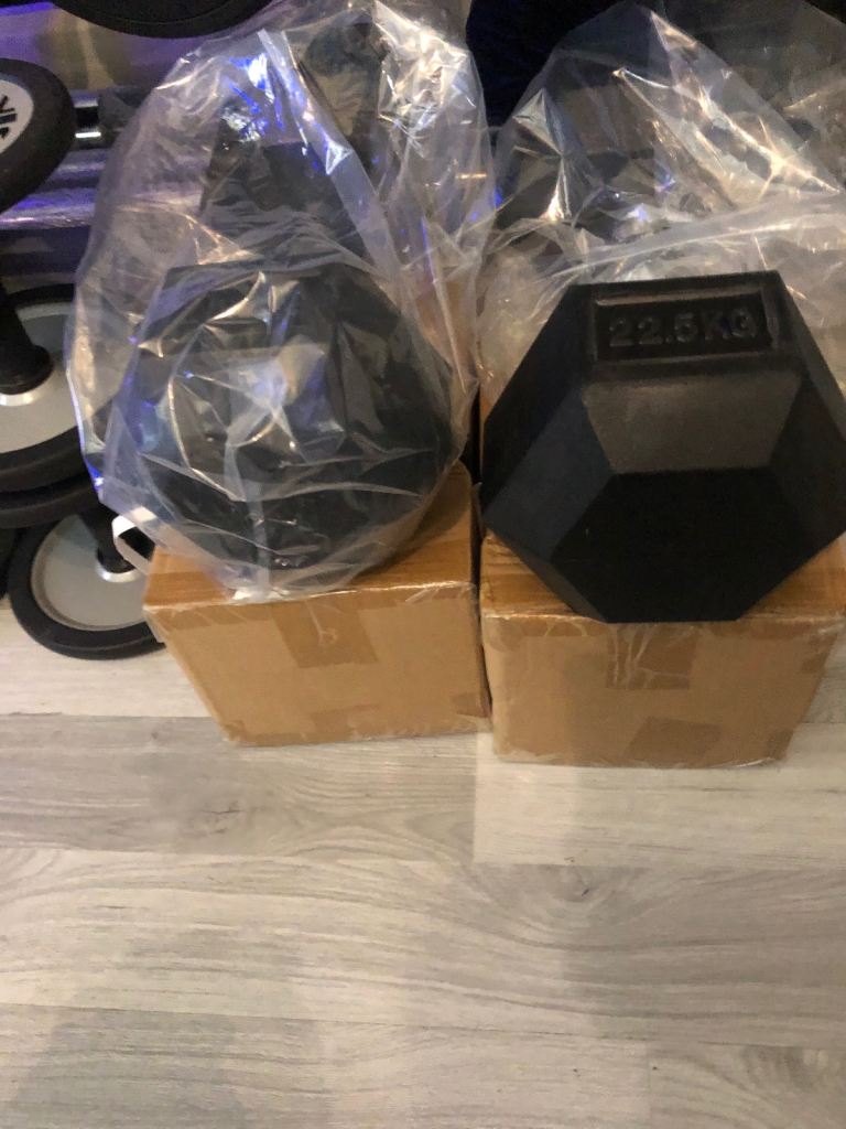 Hex 22.5kg pair dumbbell weights 