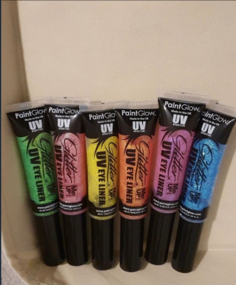 bundle of 6 paint glow colours glitter uv paint eye liner