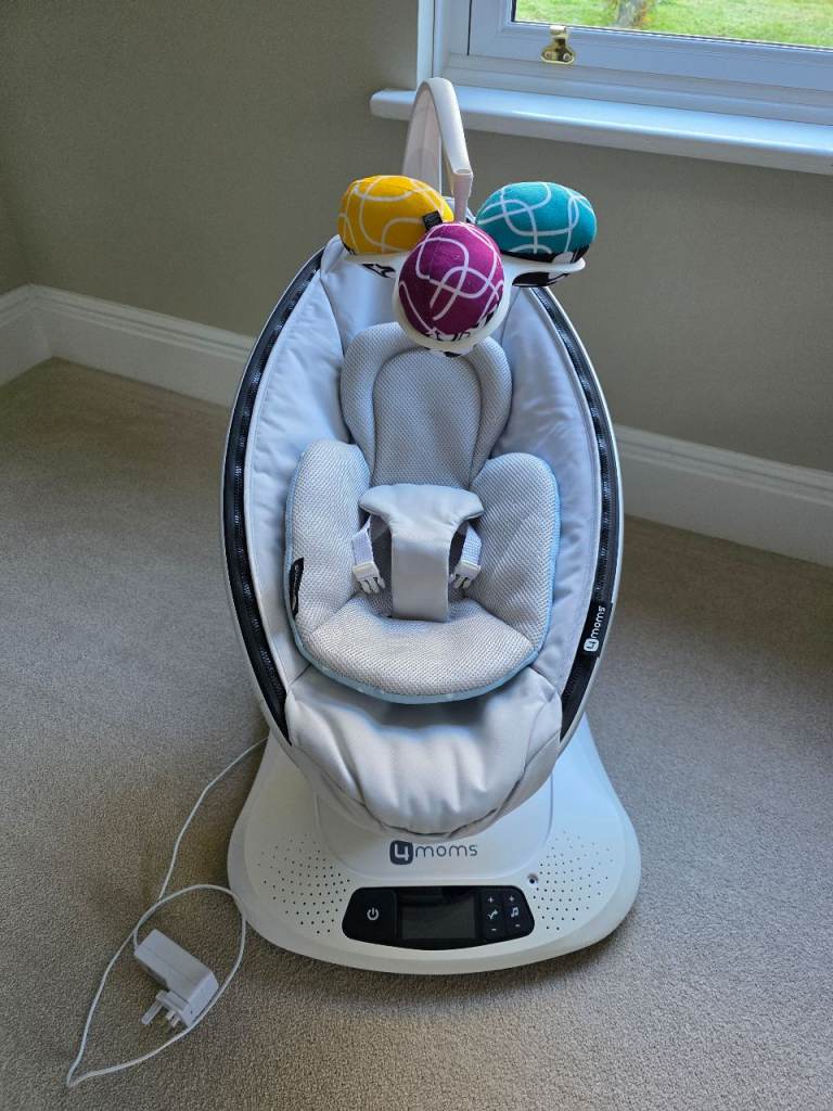 4moms mamaRoo Baby Swing with Toy Bar, Grey/White, 0+ Months