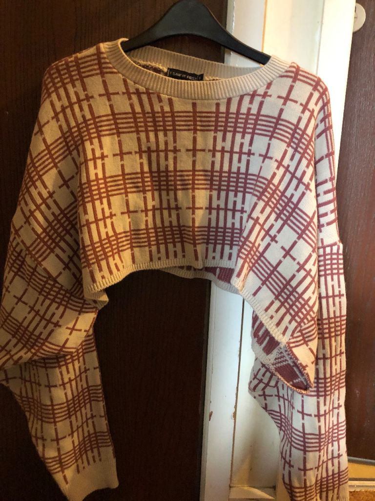 Cropped Plaid Jumper – Multicoloured, Good Condition