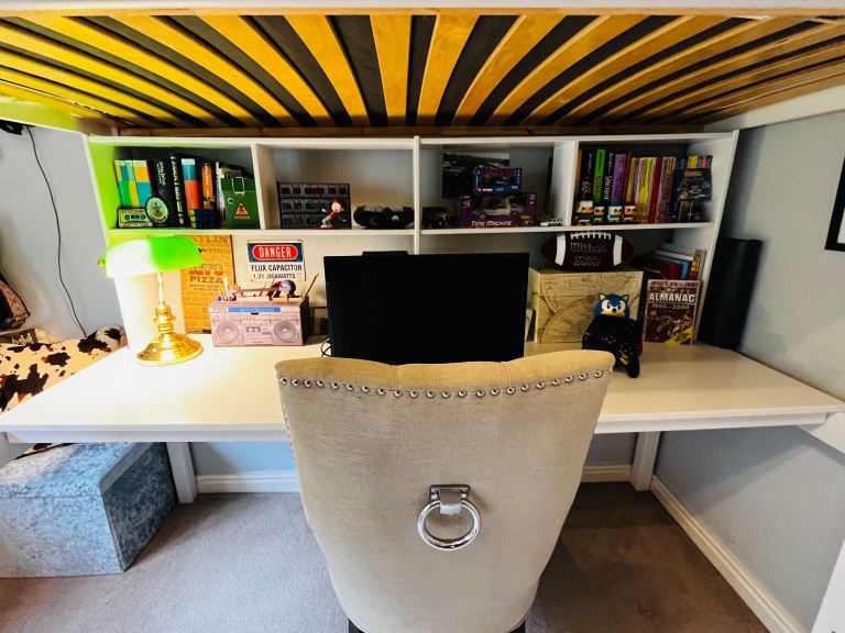 HABITAT Brooklyn High Sleeper Bunk Bed, Desk & Shelf - white