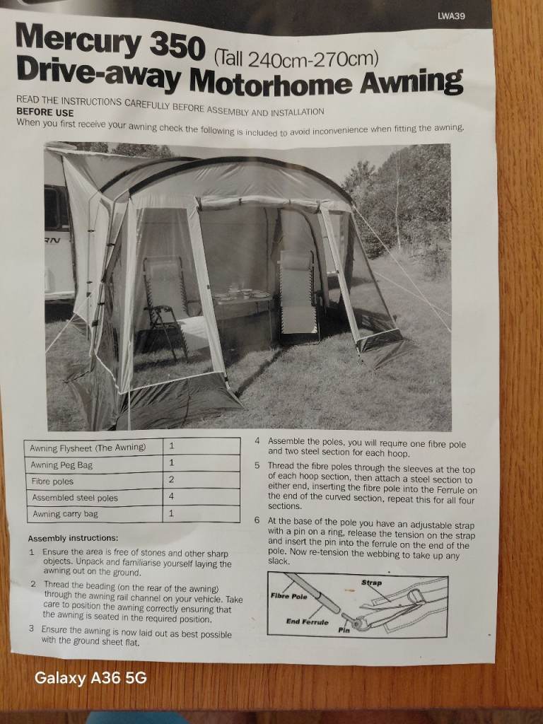 Mercury 350 Motorhome/Campervan Awning