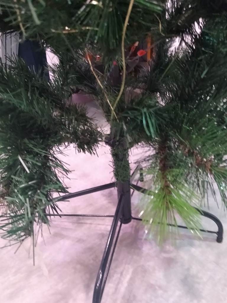 B&Q 6'6"Green Christmas tree with coloured lights (other decorations not included)