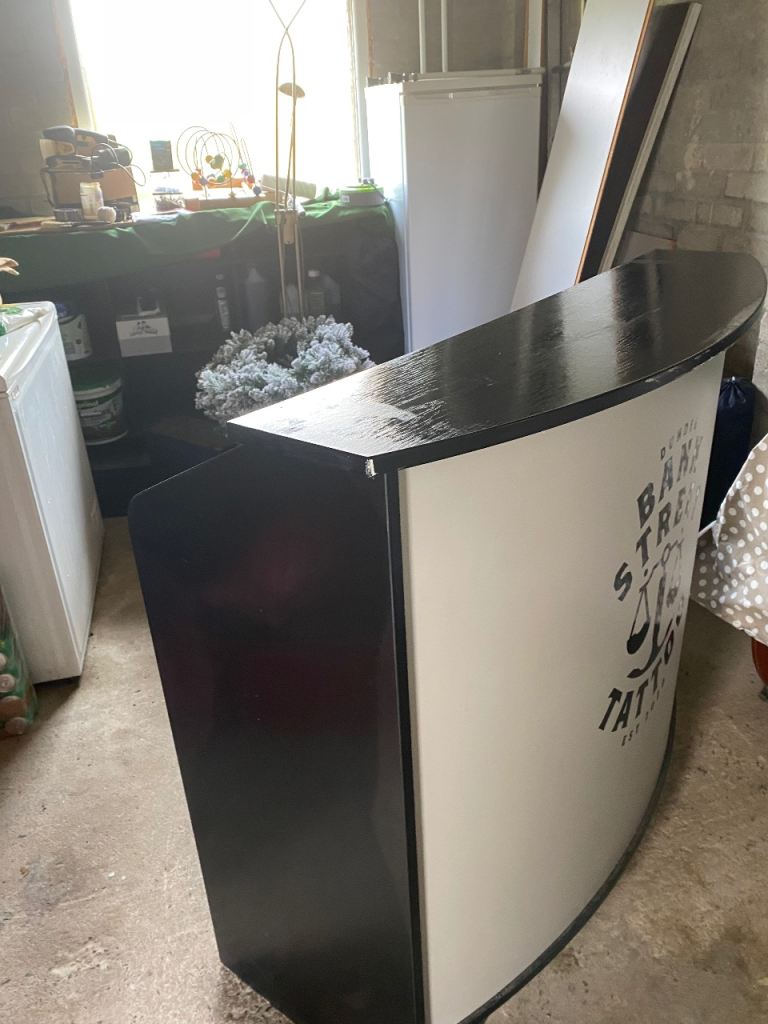 Black Wooden Reception Desk - Good Condition, Curved Front
