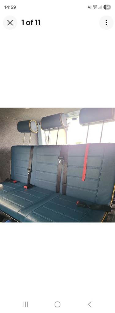 Full size Rock and Roll Bed custom made blue and yellow t4 VW mwb lwb van 