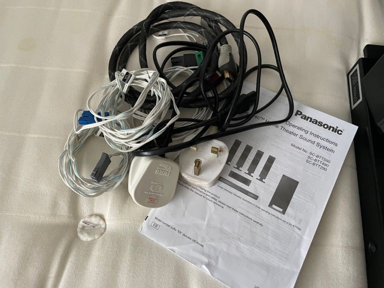 Blue-Ray DVD player with surround sound.