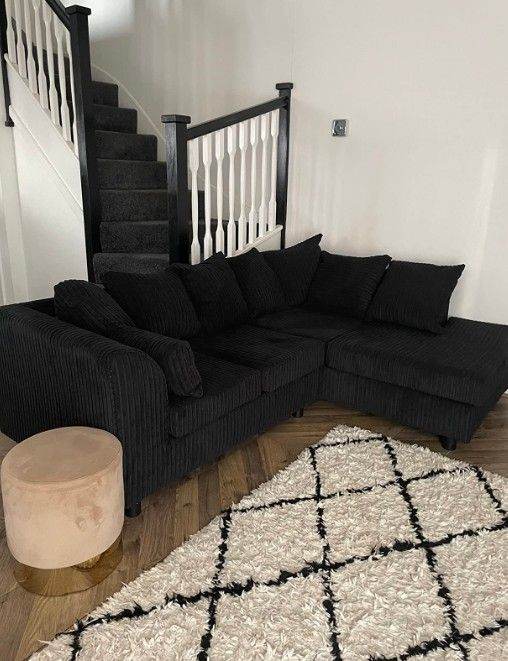 Modern Fabric Couch – Limited Offer - Black Corner Sofa - 4 Seater Sofa -3+2 Sofa FREE DELIVERY