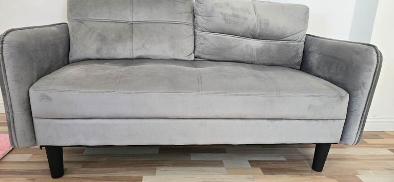 Modern 2 Seater Velvet Sofa Loveseat with Cushions & Side Pockets Gr