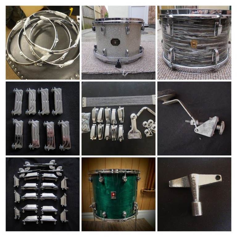 Vintage Drum Spares USA Gretsch, Leedy, Ludwig, Rogers. UK Premier Hoops x 2. Various £'s