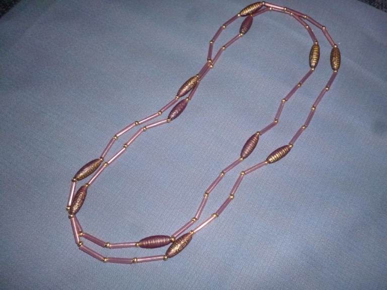 Long beaded Pink Dusk colour necklace