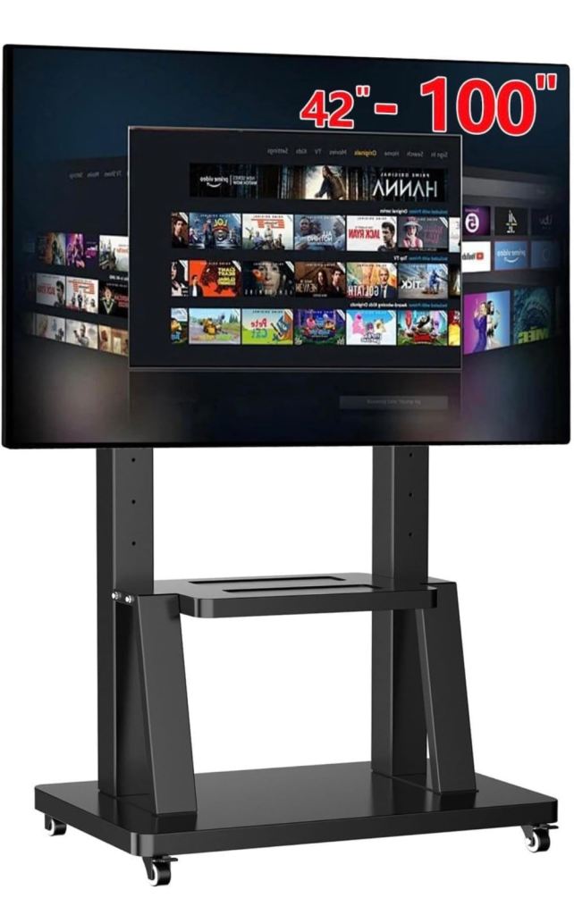New Black Floor TV Stand with Wheels for 42-100 inch screens